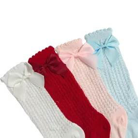 GIRLS' BOW DETAILED LONG SOCKS