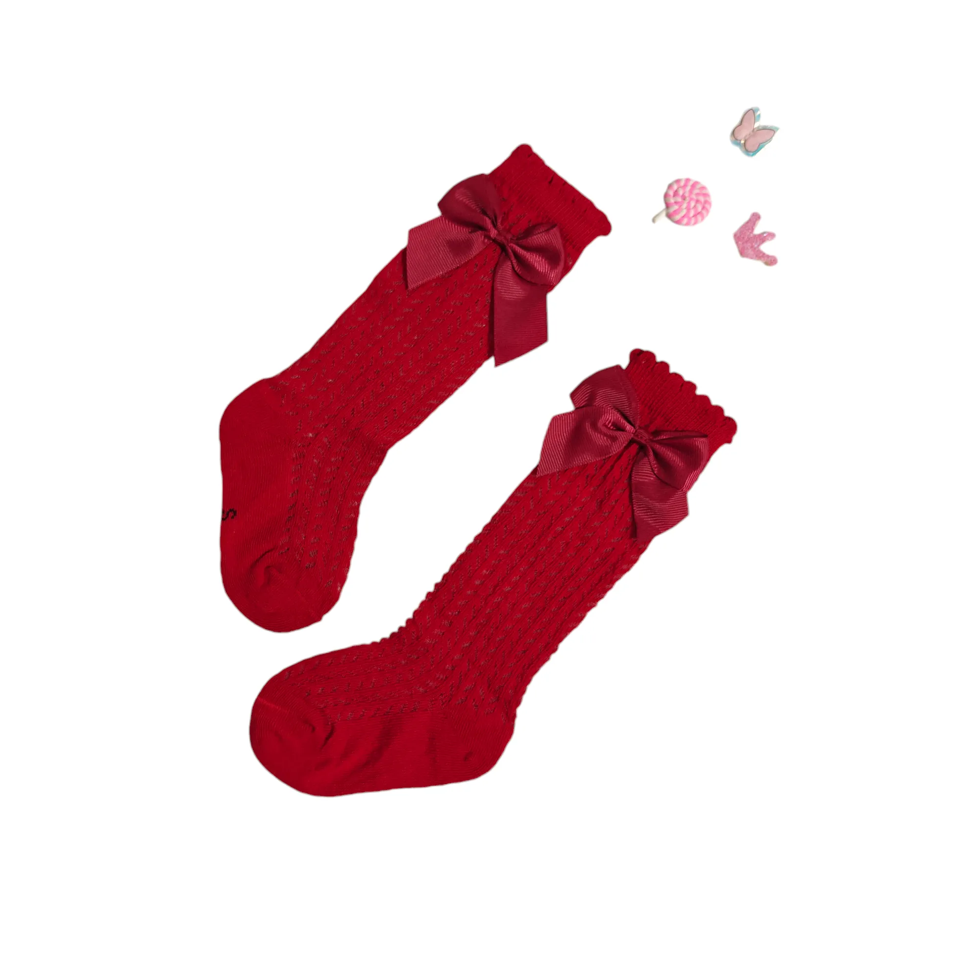 GIRLS' BOW DETAILED LONG SOCKS