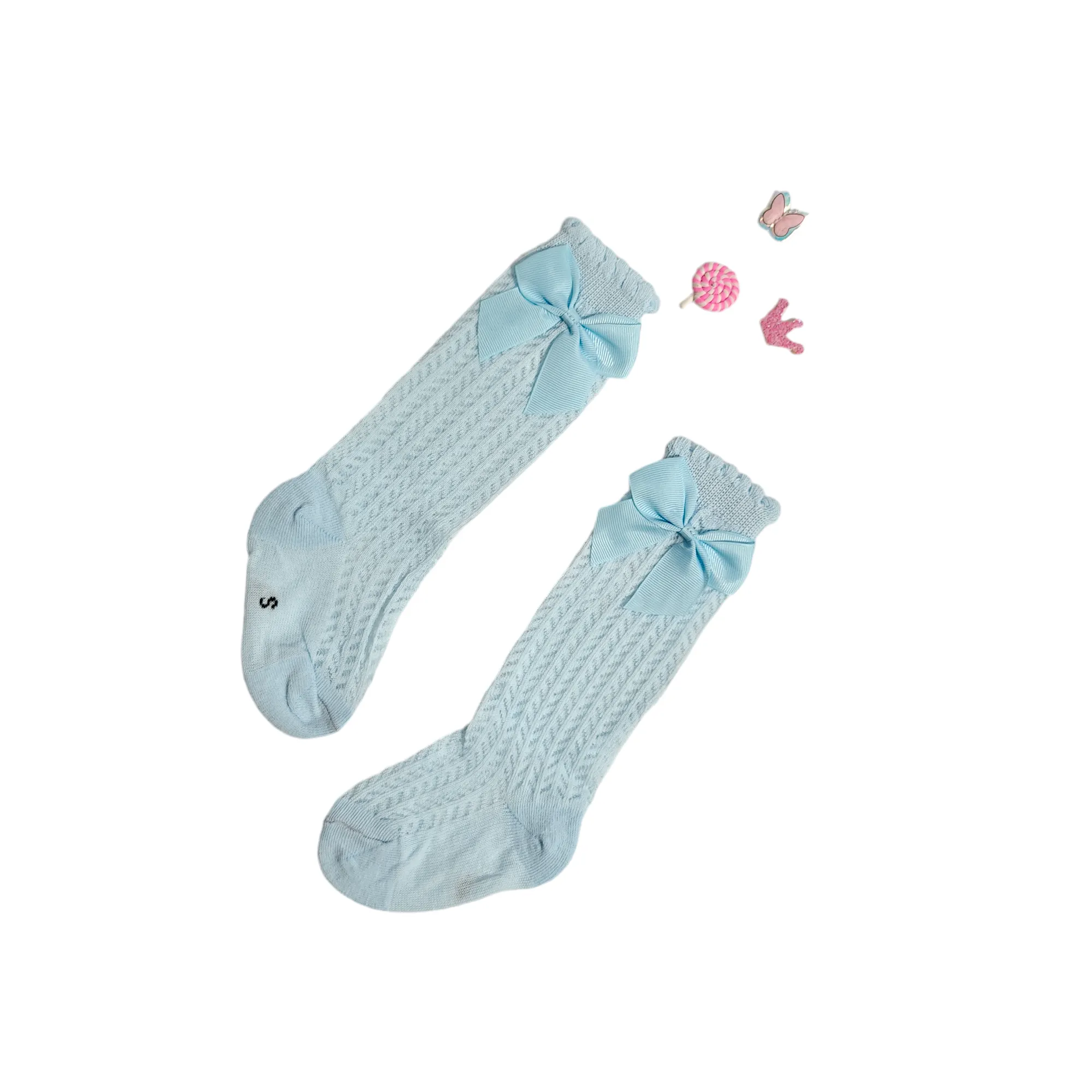 GIRLS' BOW DETAILED LONG SOCKS