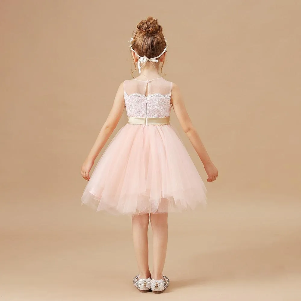 Girls Lace Decal Party Elegant Dress