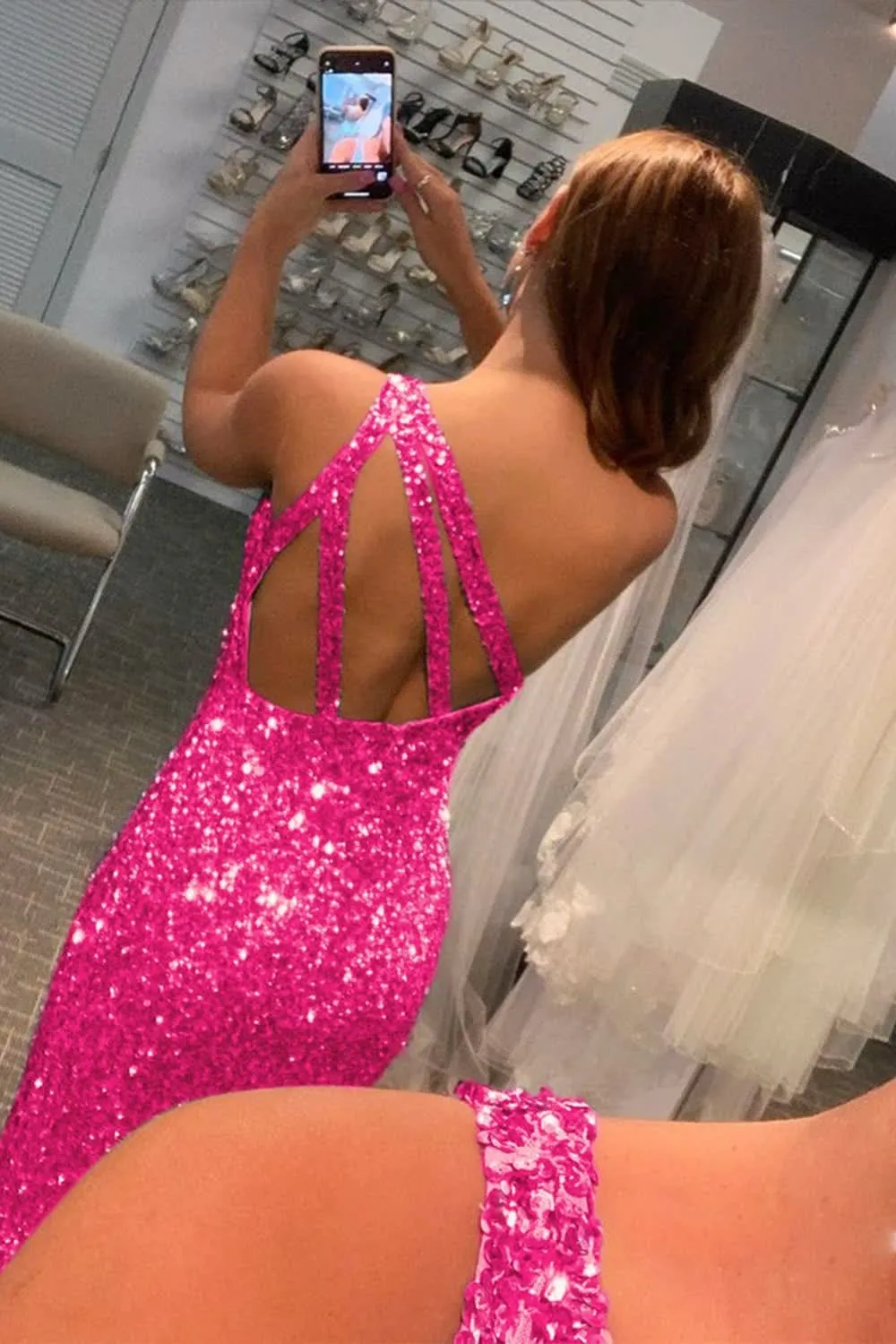 kamahe Green Sequin Long Prom Dress with Slit Formal Evening Dresses