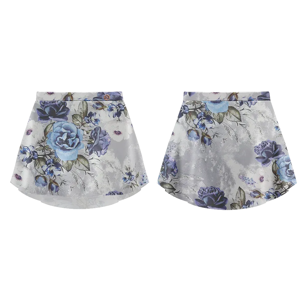 Ladies Patterned Skirt Blue Rose