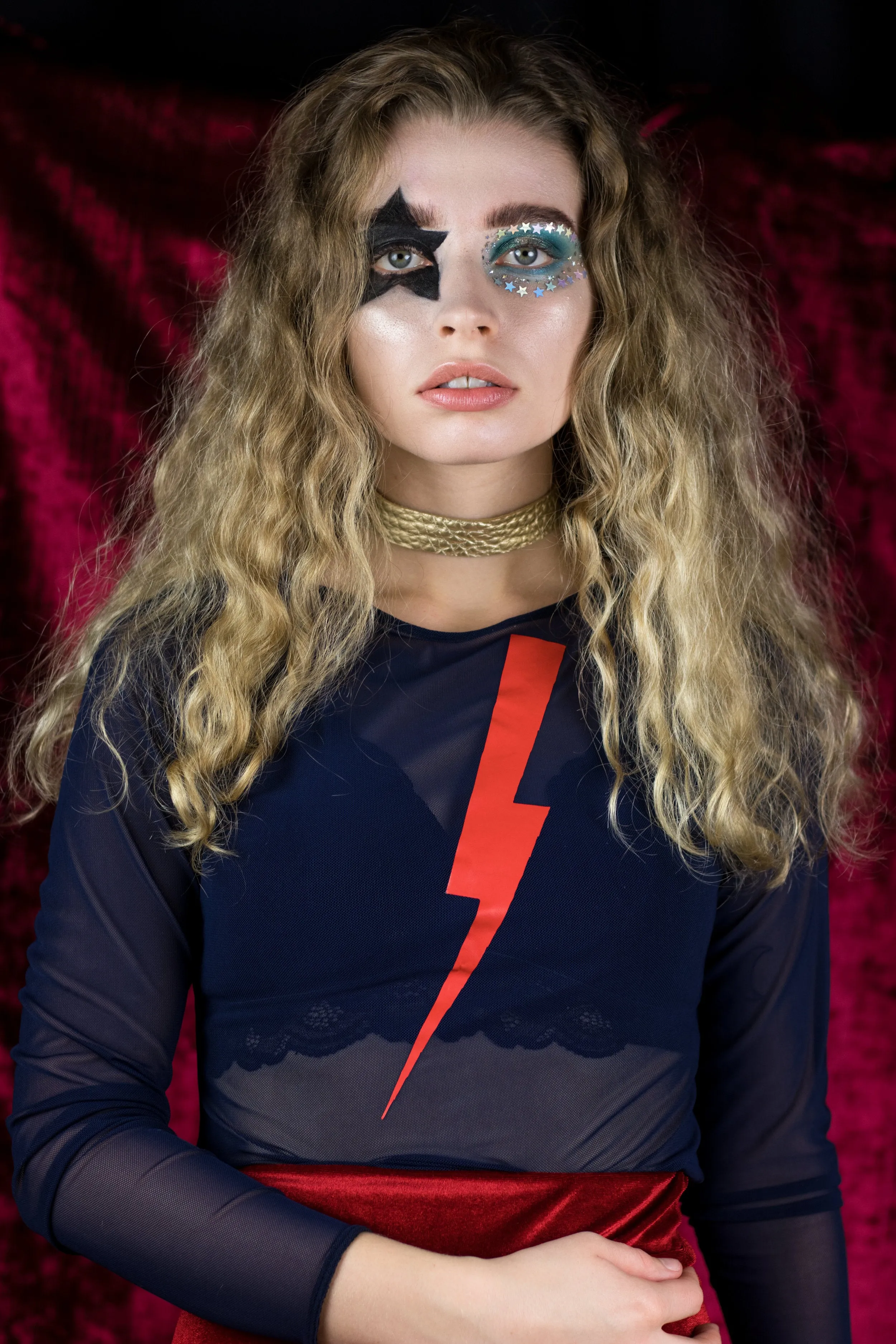 LIGHTNING BOLT MESH CROPPED TOP
