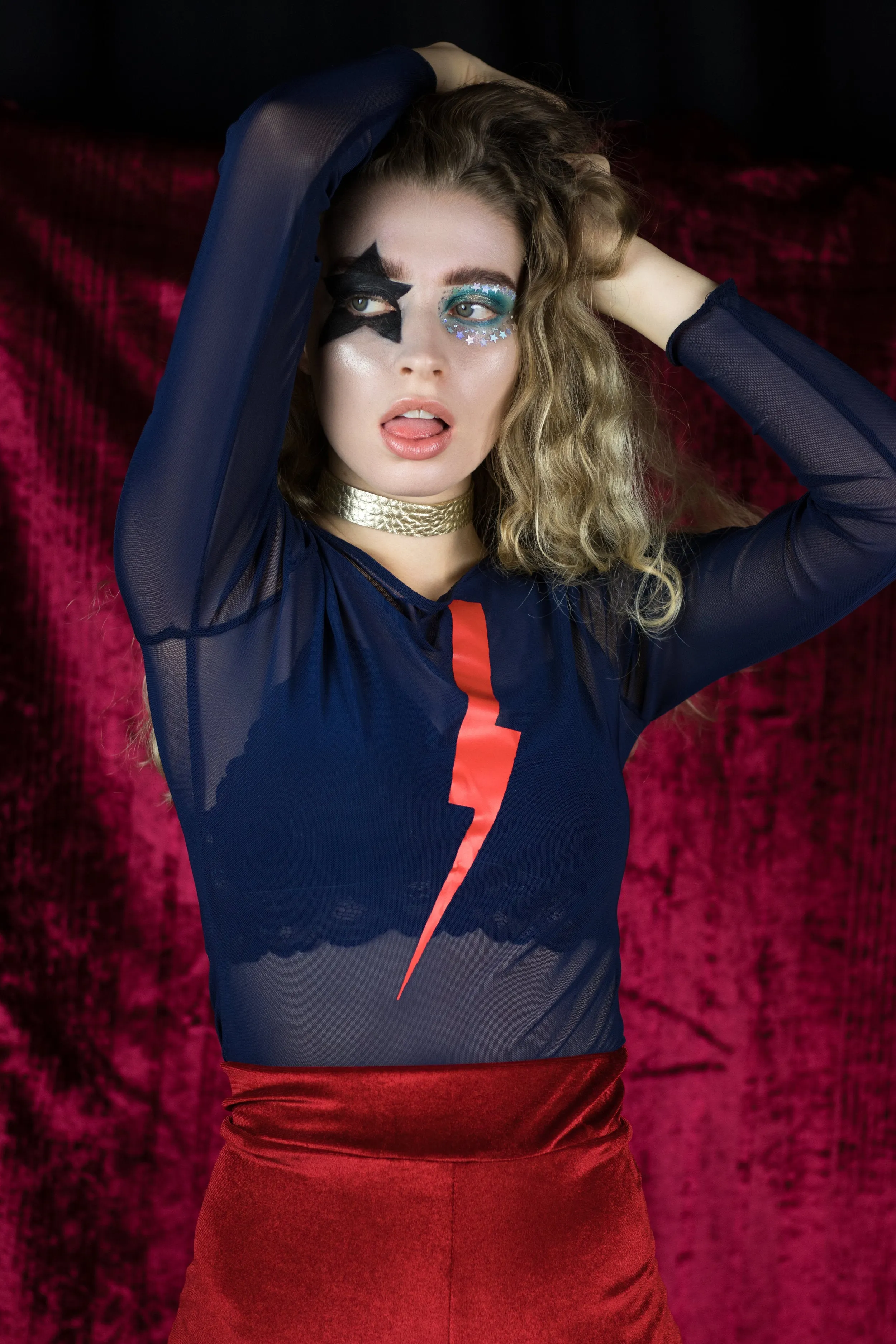 LIGHTNING BOLT MESH CROPPED TOP