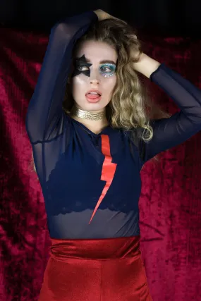 LIGHTNING BOLT MESH CROPPED TOP