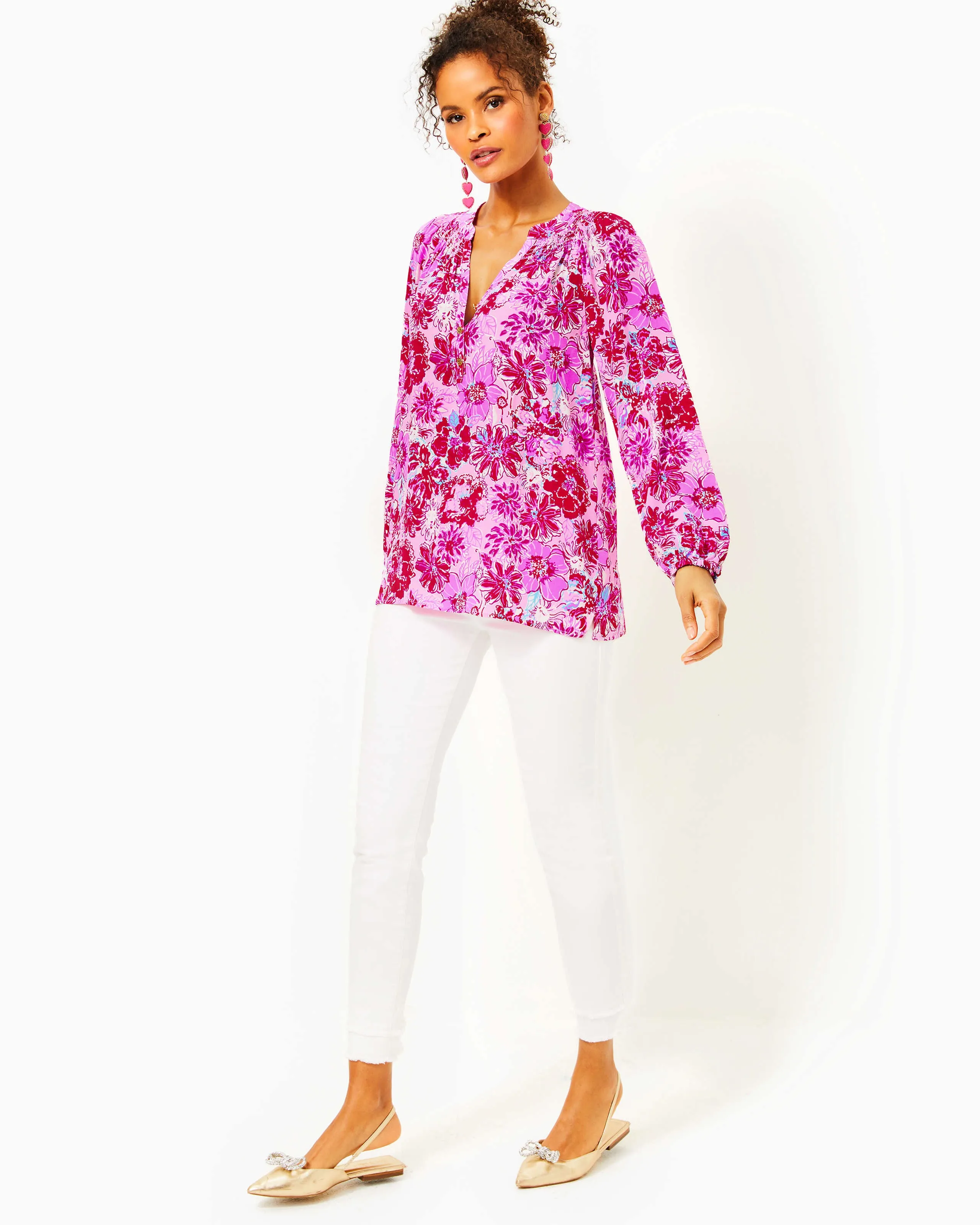 Lilly Pulitzer Women's Elsa Silk Top - Lilac Thistle In The Wild Flowers