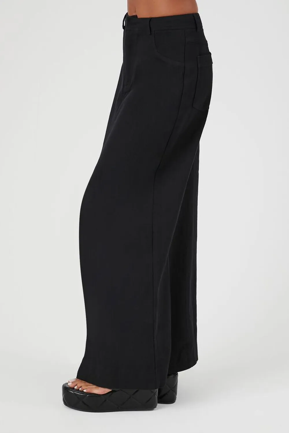 Long twill skirt with split hem Forever 21, black