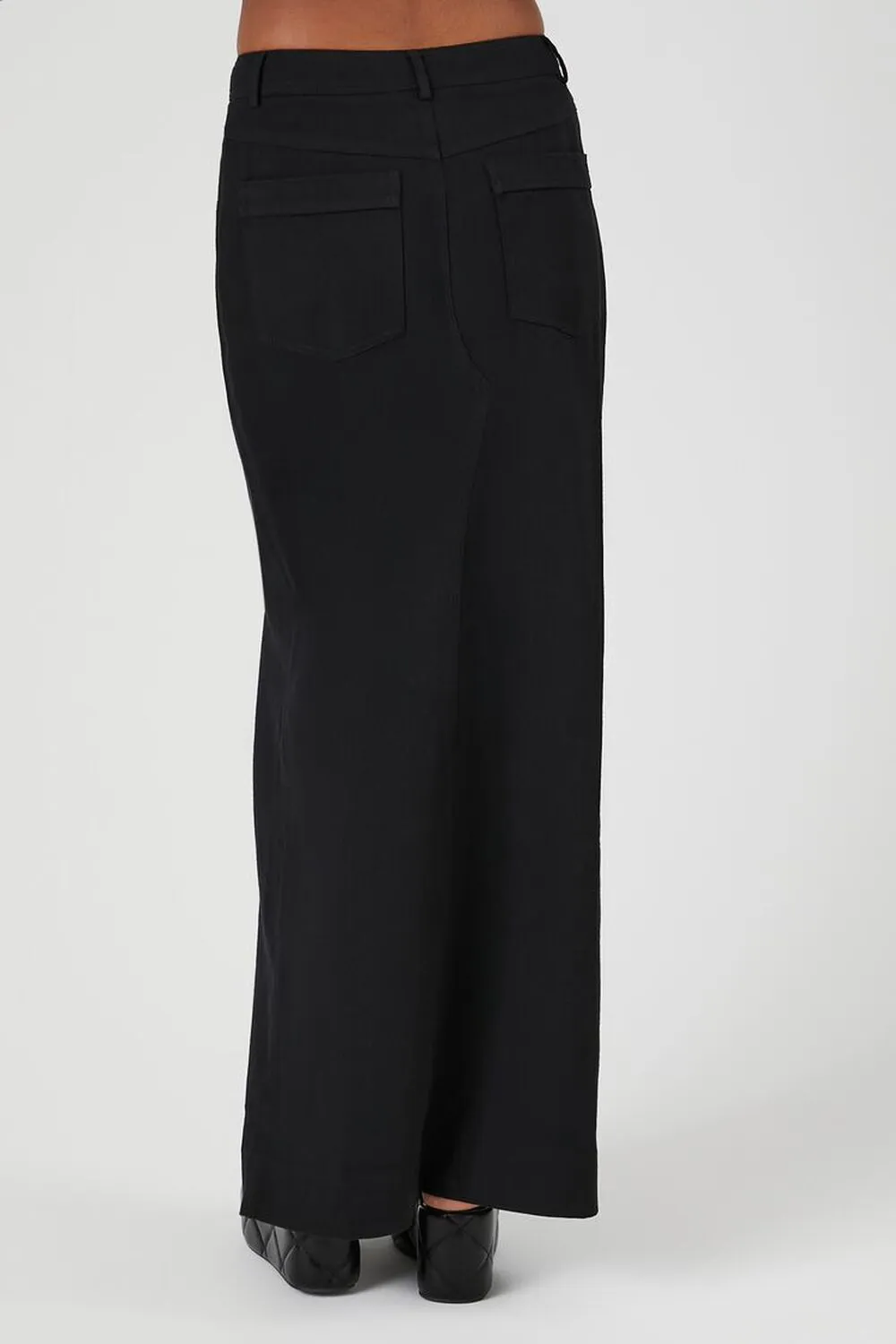 Long twill skirt with split hem Forever 21, black