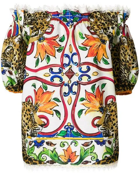 'Majolica' Leopard Print Blouse