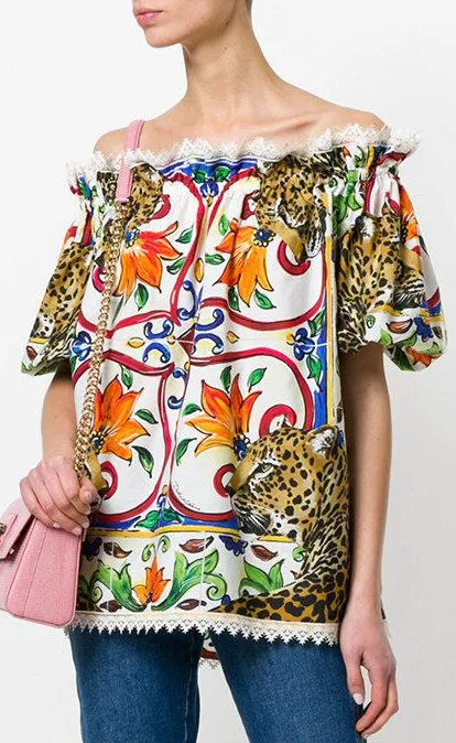 'Majolica' Leopard Print Blouse