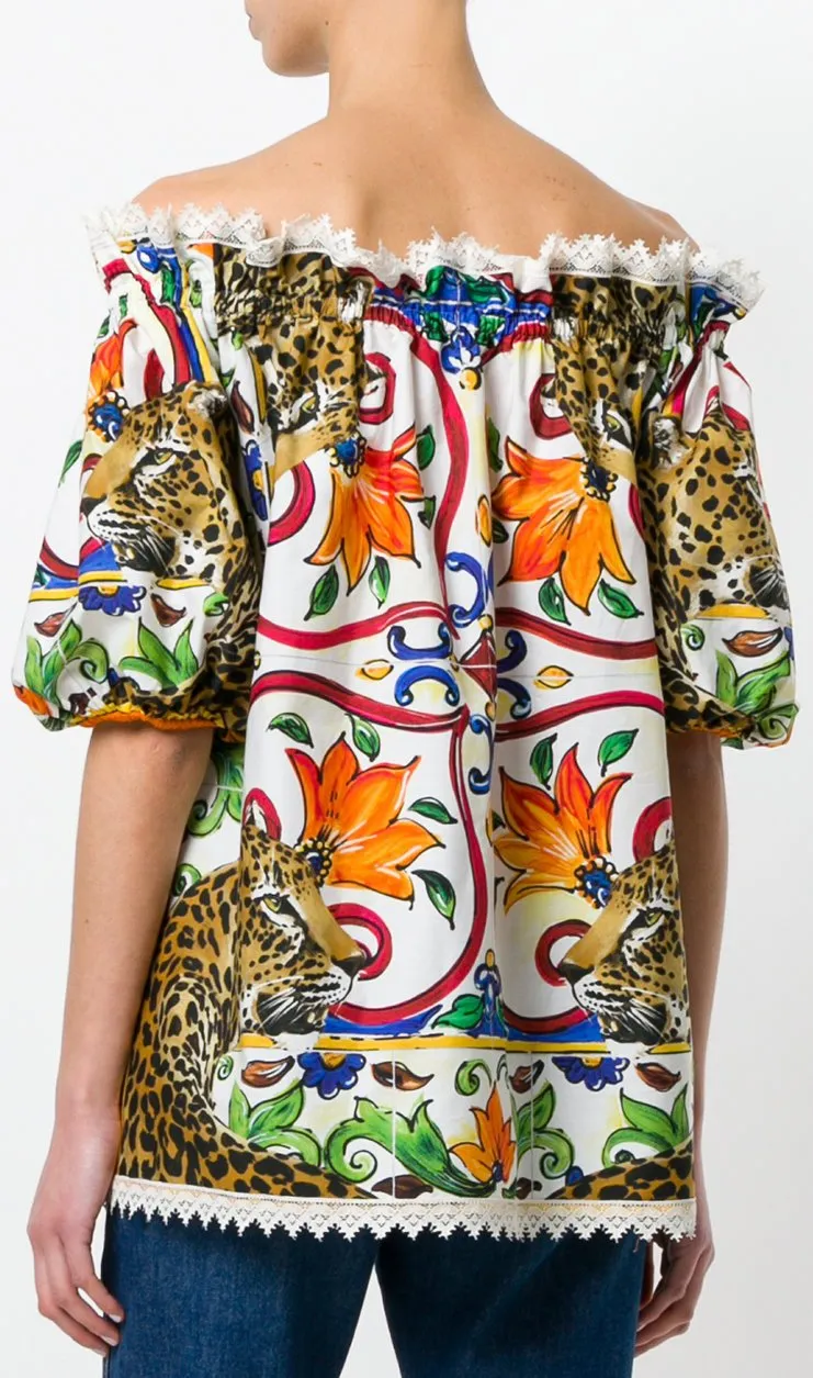 'Majolica' Leopard Print Blouse