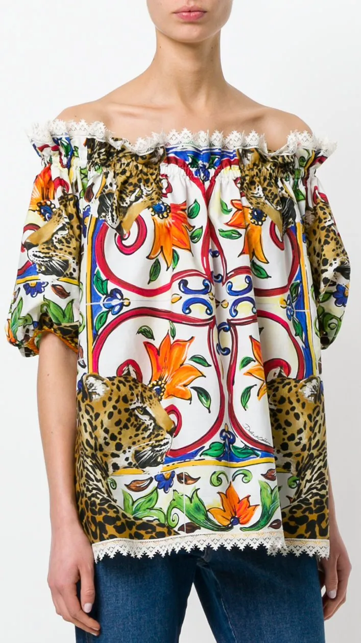 'Majolica' Leopard Print Blouse