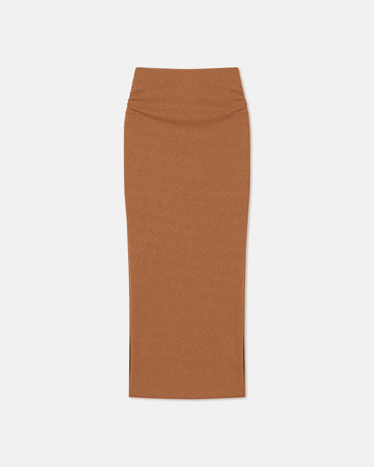 Norine - Ruched Mesh-Jersey Midi Skirt - Caramel