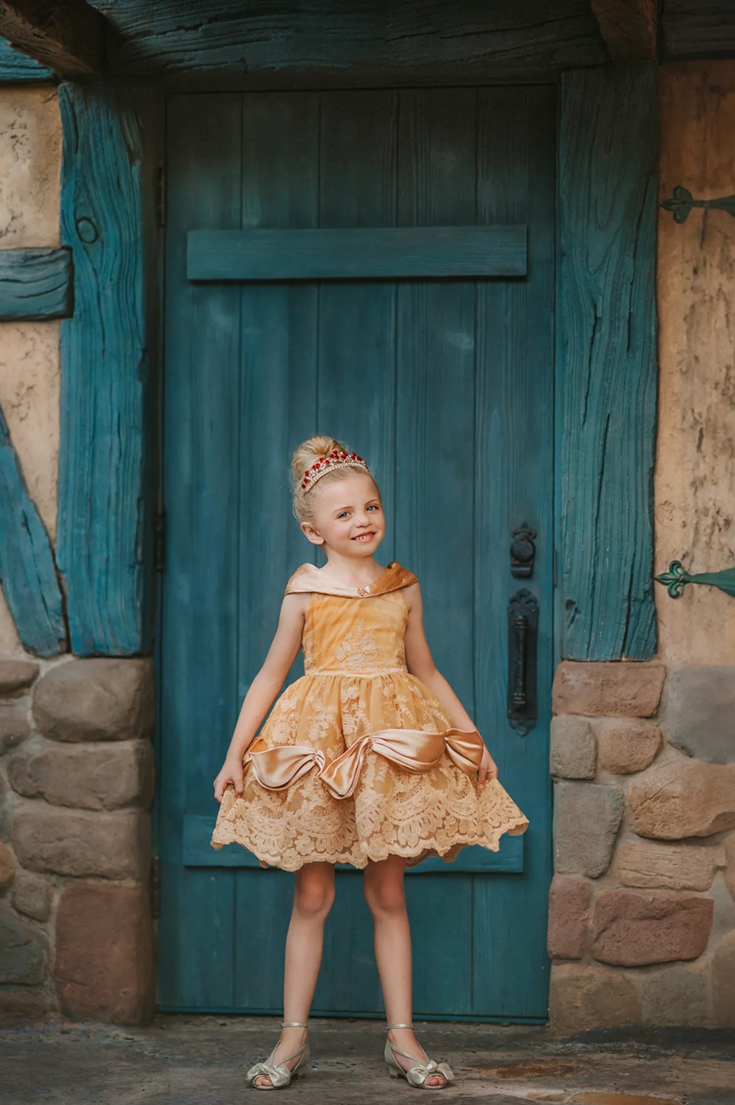 Portrait Petites Red Rose Princess Twirl Length Gown