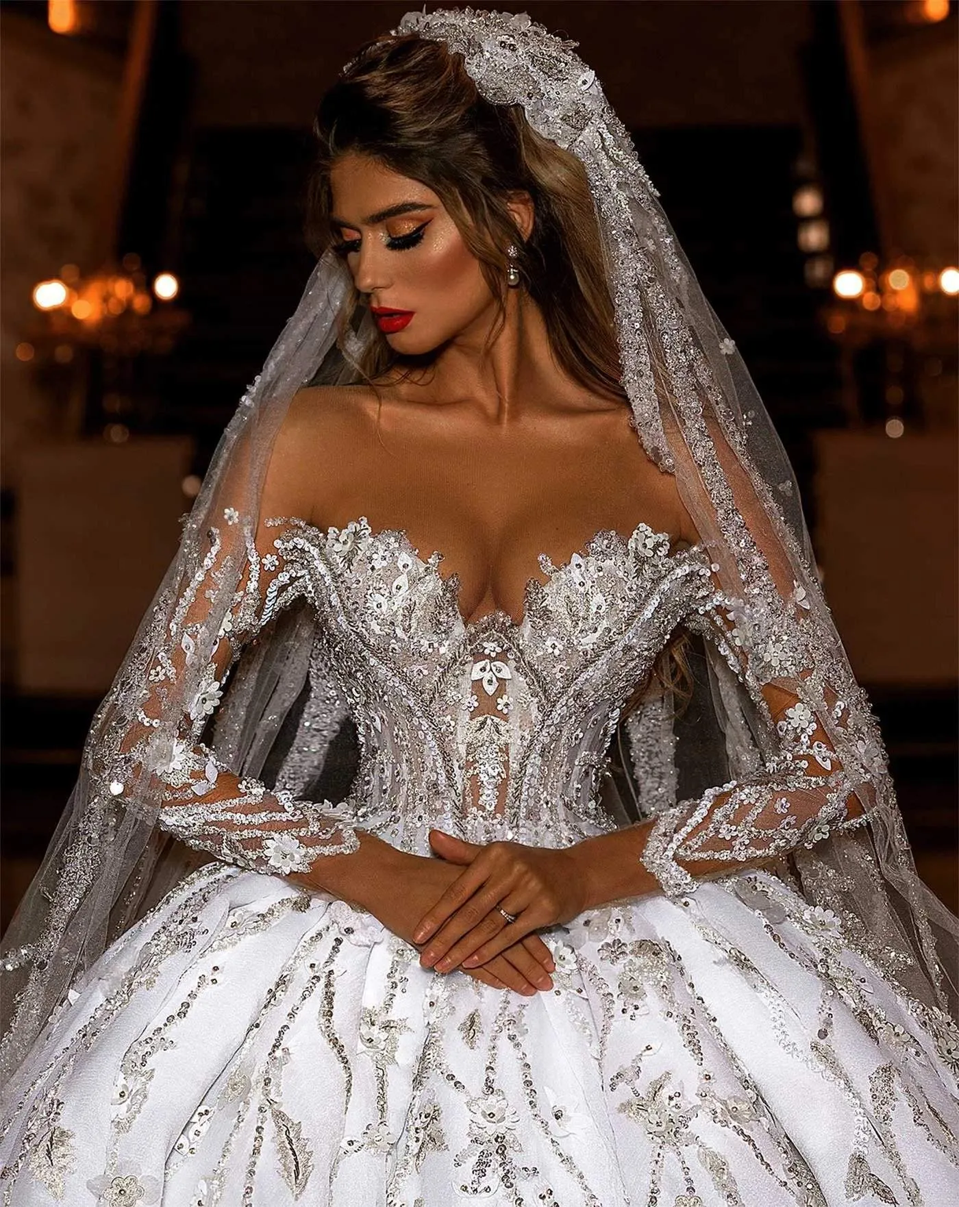 Puffy Wedding Ball Gown White