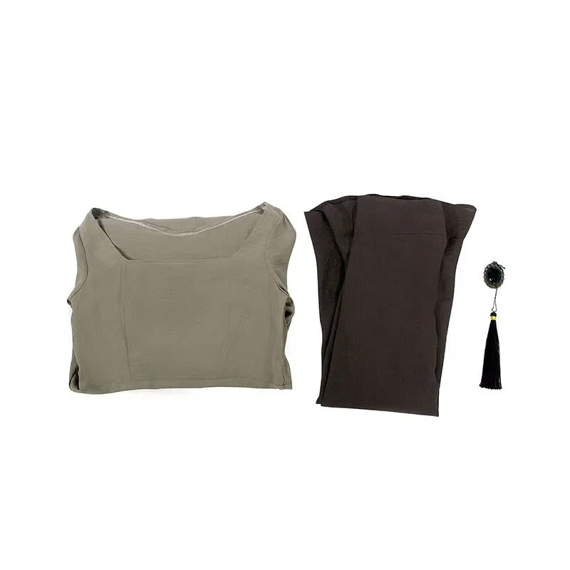 Retro Linen Long Dress and Waist Skirt Cosplay Costumes
