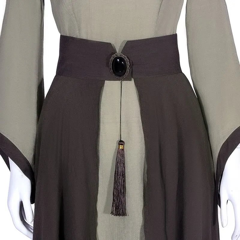 Retro Linen Long Dress and Waist Skirt Cosplay Costumes