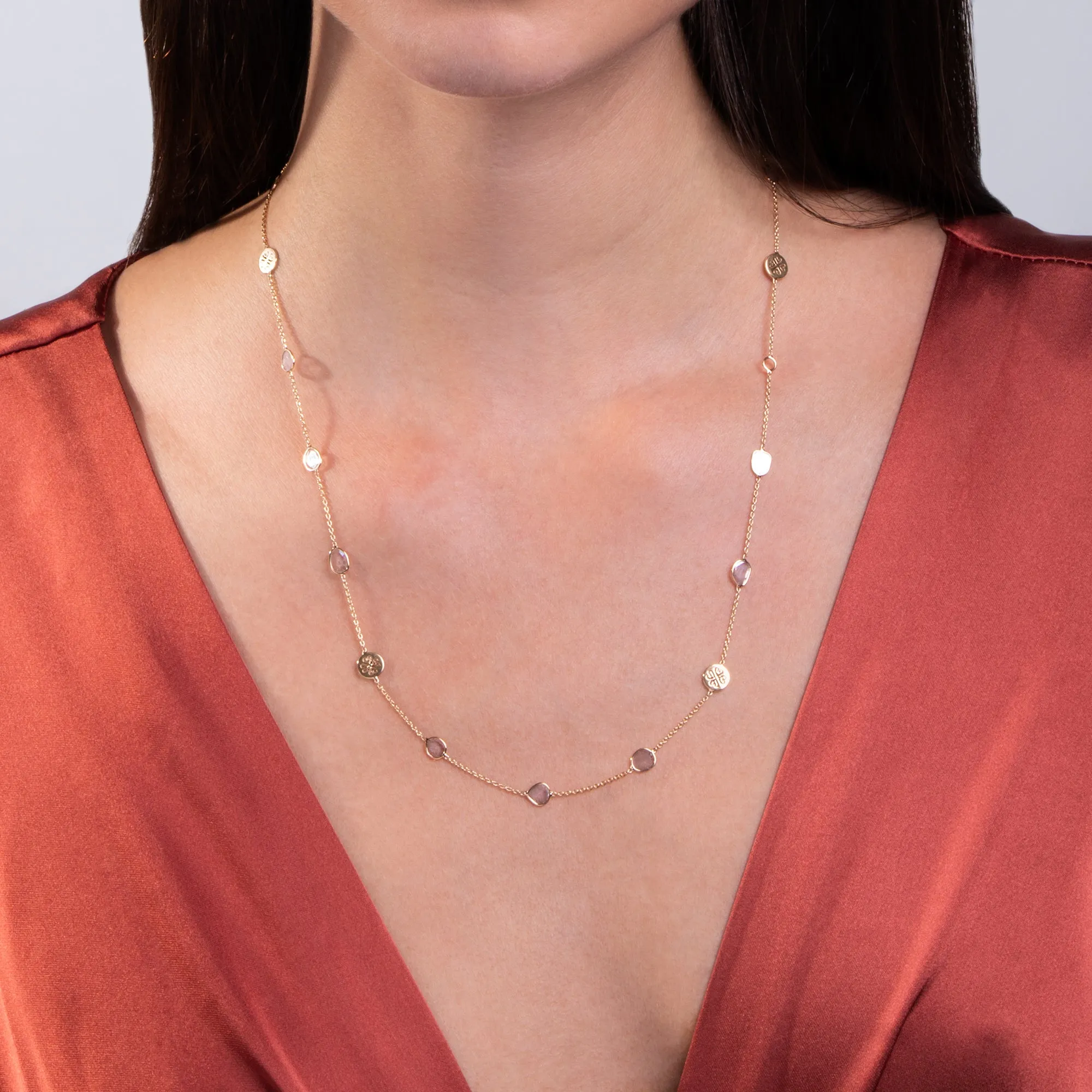 Signature Gem Necklace, Diamond Slice, Mid-Length