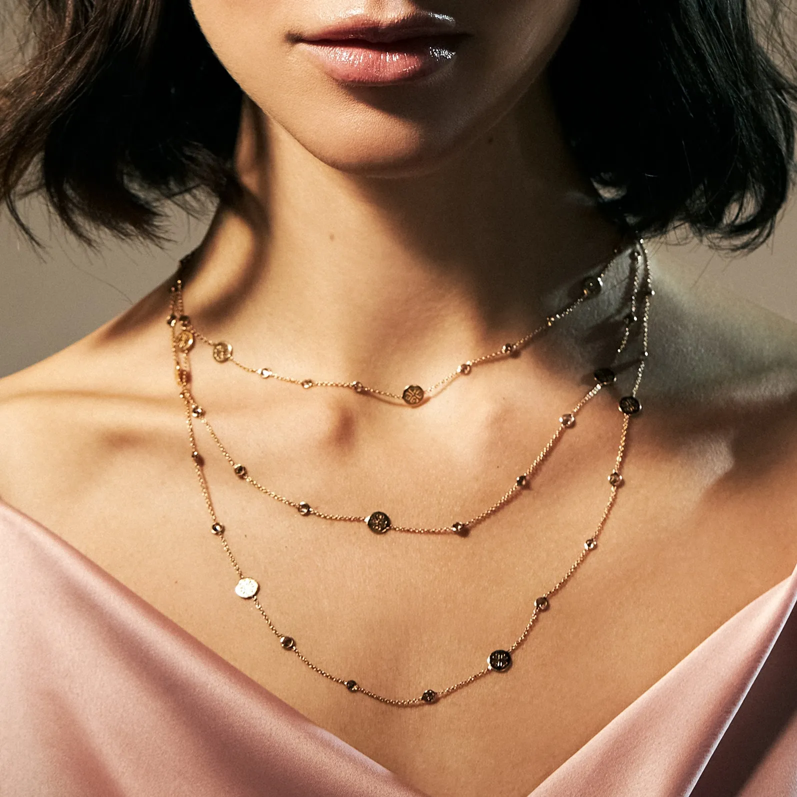 Signature Gem Necklace, Diamonds, Mid-Length
