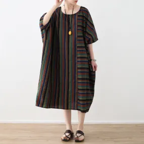 Stripe Loose Women Dresses Casual Summer Long  Women Dresses AMT962339