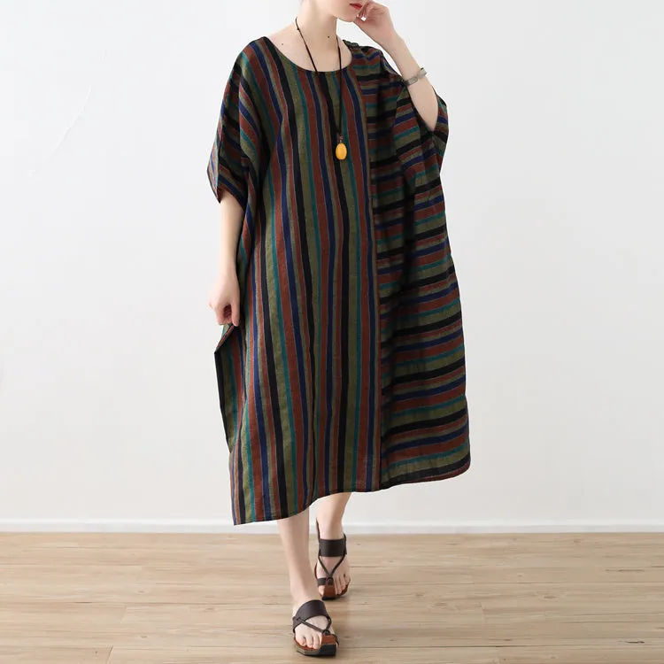 Stripe Loose Women Dresses Casual Summer Long  Women Dresses AMT962339