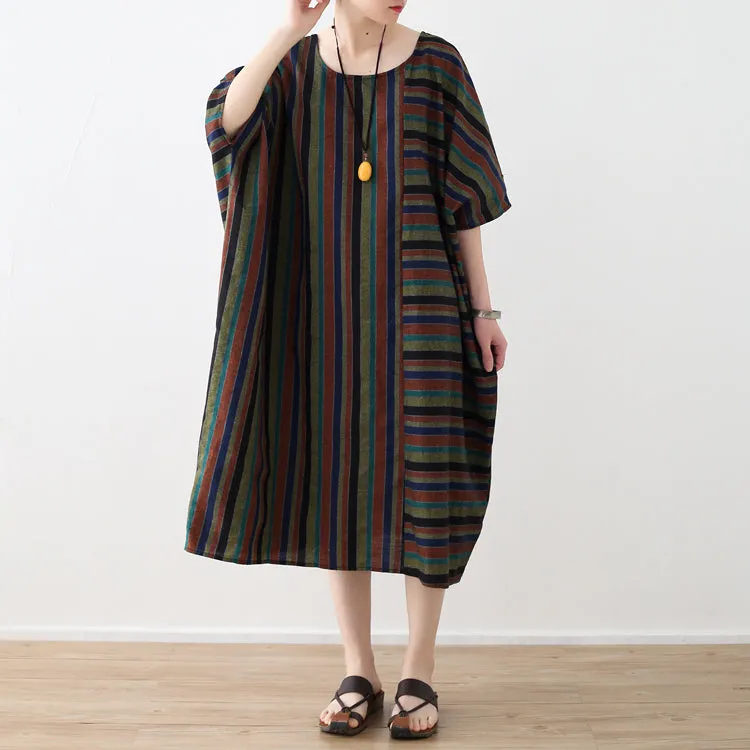 Stripe Loose Women Dresses Casual Summer Long  Women Dresses AMT962339