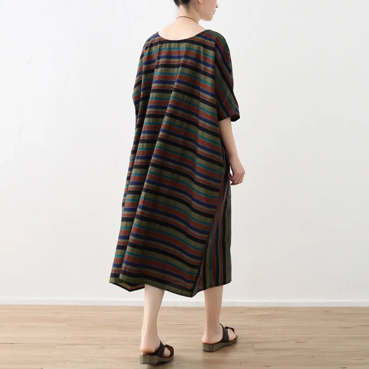Stripe Loose Women Dresses Casual Summer Long  Women Dresses AMT962339
