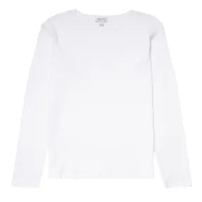 Sunspel Womens Ribbed Long Sleeve T-Shirt White