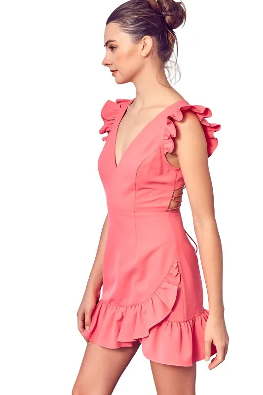 V-Neck Ruffle Dress