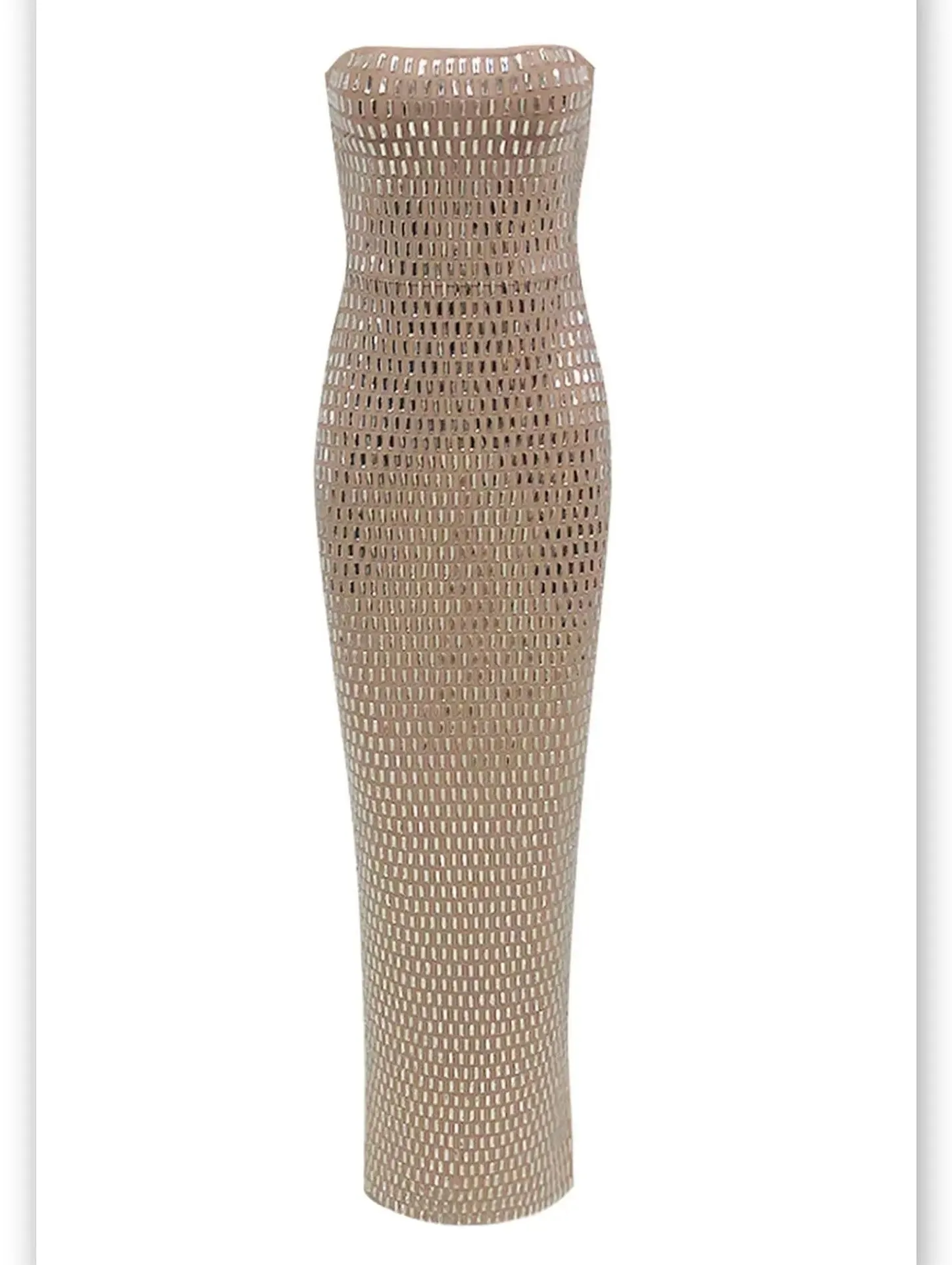 Women’s Crystal-Embellished Long Strapless Tube Dress