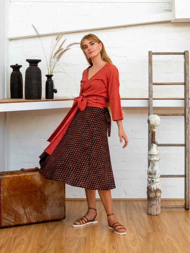 Wrap Skirt Short - Jaipur Floral
