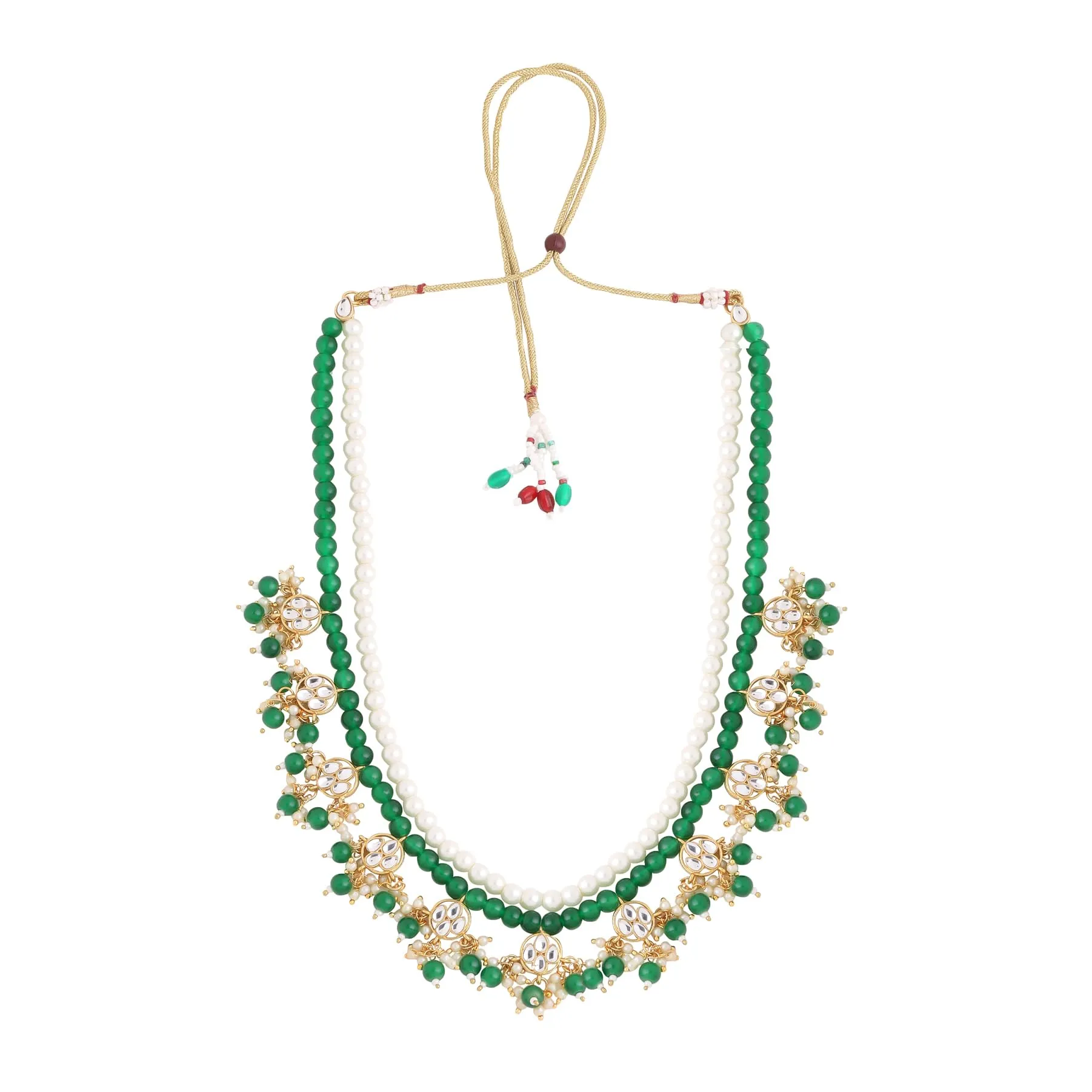 Yellow Chimes Jewellery Set for Women and Girls Beads Necklace Set for Women | Green Beads Beaded Necklace Set | Birthday Gift for girls and women Anniversary Gift for Wife