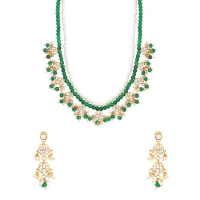 Yellow Chimes Jewellery Set for Women and Girls Beads Necklace Set for Women | Green Beads Beaded Necklace Set | Birthday Gift for girls and women Anniversary Gift for Wife